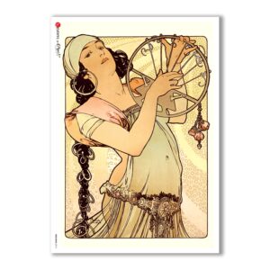 NOUVEAU-0015. Papel de Arroz art nouveau para decoupage.