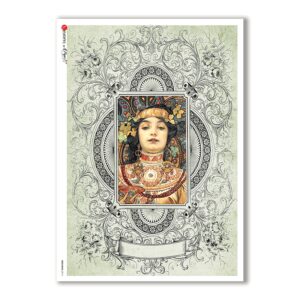 NOUVEAU-0016. Papel de Arroz art nouveau para decoupage.