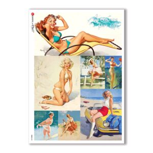 PINUP-0021. Papel de Arroz pin-up para decoupage.