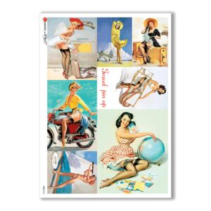PINUP-0023. Papel de Arroz pin-up para decoupage.