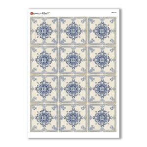 TILES-0034. Papel de Arroz azulejos para decoupage.