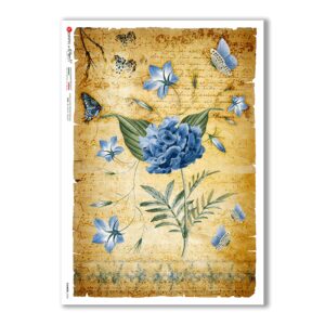 FLOWERS-0340. Papel de Arroz flores para decoupage.