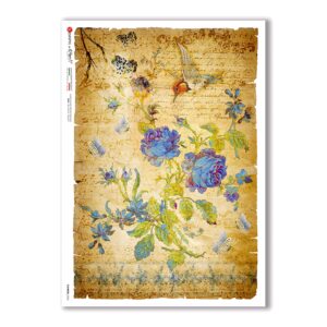 FLOWERS-0342. Papel de Arroz flores para decoupage.