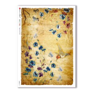 FLOWERS-0343. Papel de Arroz flores para decoupage.