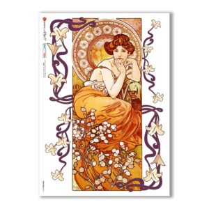 NOUVEAU-0017. Papel de Arroz art nouveau para decoupage.