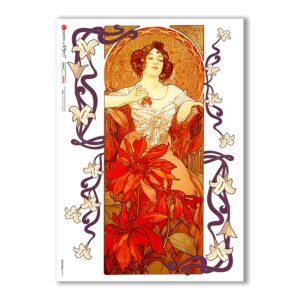 NOUVEAU-0018. Papel de Arroz art nouveau para decoupage.