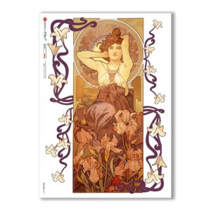 NOUVEAU-0019. Papel de Arroz art nouveau para decoupage.