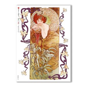 NOUVEAU-0020. Papel de Arroz art nouveau para decoupage.