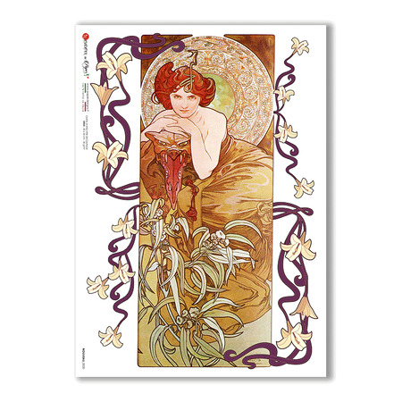 NOUVEAU-0020. Papel de Arroz art nouveau para decoupage.