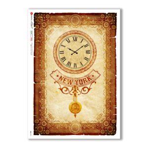 TIME-0015. Papel de Arroz relojes para decoupage.