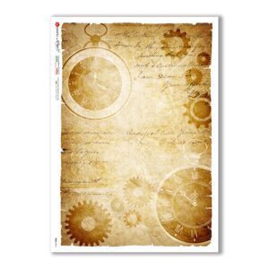 TIME-0016. Papel de Arroz relojes para decoupage.
