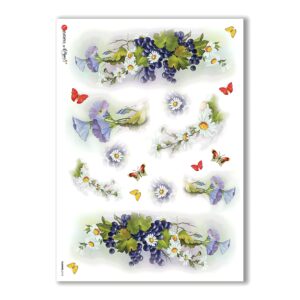 FLOWERS-0115. Papel de Arroz flores para decoupage.