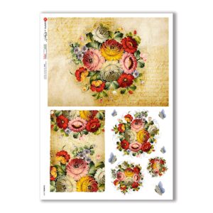 FLOWERS-0349. Papel de Arroz flores para decoupage.