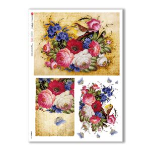 FLOWERS-0350. Papel de Arroz flores para decoupage.