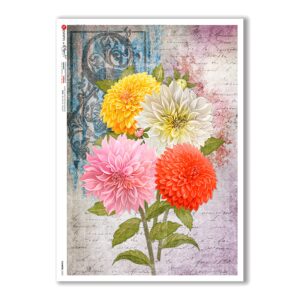 FLOWERS-0352. Papel de Arroz flores para decoupage.
