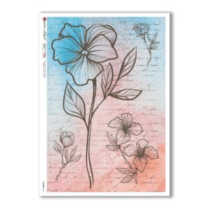 FLOWERS-0353. Papel de Arroz flores para decoupage.
