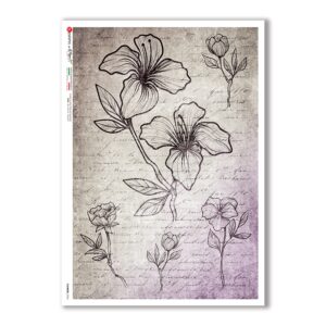 FLOWERS-0354. Papel de Arroz flores para decoupage.