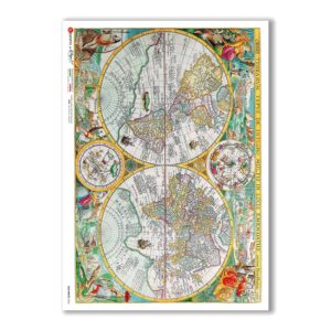 OLD-MAPS-0036. Papel de Arroz mapas antiguos para decoupage.