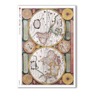 OLD-MAPS-0037. Papel de Arroz mapas antiguos para decoupage.