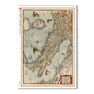 OLD-MAPS-0039. Papel de Arroz mapas antiguos para decoupage.