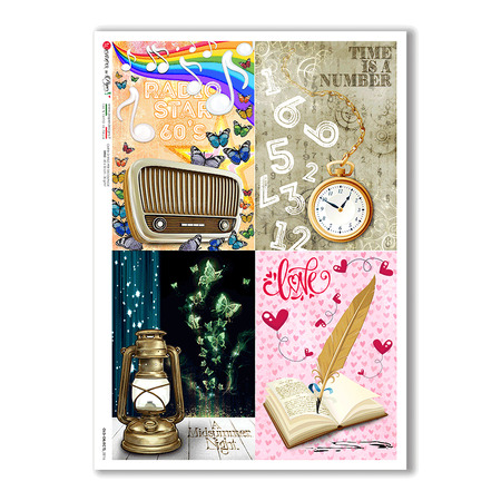 OLD OBJECTS-0016. Papel de Arroz objetos antiguos para decoupage.