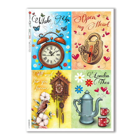 OLD OBJECTS-0017. Papel de Arroz objetos antiguos para decoupage.
