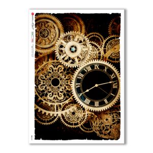 TIME-0021. Papel de Arroz relojes para decoupage.