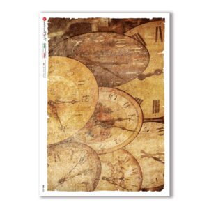 TIME-0022. Papel de Arroz relojes para decoupage.