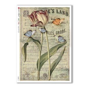 FLOWERS-0357. Papel de Arroz flores para decoupage.