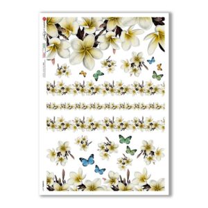 FLOWERS-0369. Papel de Arroz flores para decoupage.