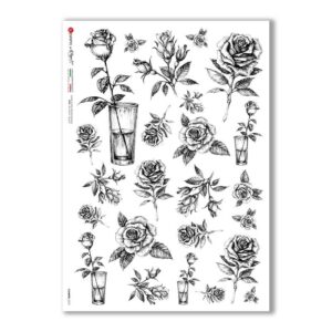 FLOWERS-0370. Papel de Arroz flores para decoupage.