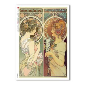 NOUVEAU-0021. Papel de Arroz art nouveau para decoupage.