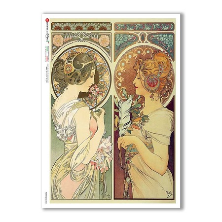 NOUVEAU-0021. Papel de Arroz art nouveau para decoupage.
