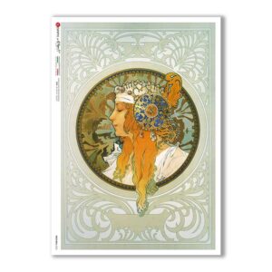 NOUVEAU-0022. Papel de Arroz art nouveau para decoupage.