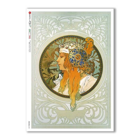 NOUVEAU-0022. Papel de Arroz art nouveau para decoupage.