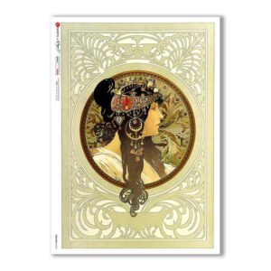 NOUVEAU-0023. Papel de Arroz art nouveau para decoupage.