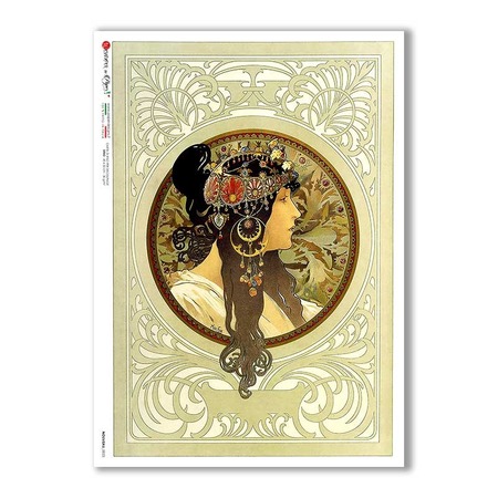 NOUVEAU-0023. Papel de Arroz art nouveau para decoupage.