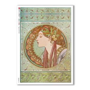 NOUVEAU-0024. Papel de Arroz art nouveau para decoupage.