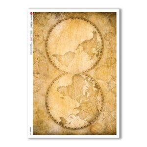 OLD-MAPS-0040. Papel de Arroz mapas antiguos para decoupage.