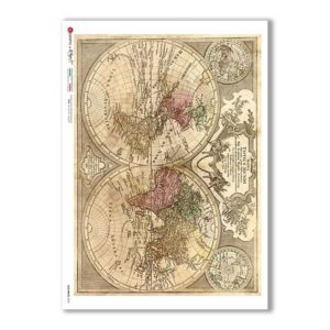 OLD-MAPS-0043. Papel de Arroz mapas antiguos para decoupage.
