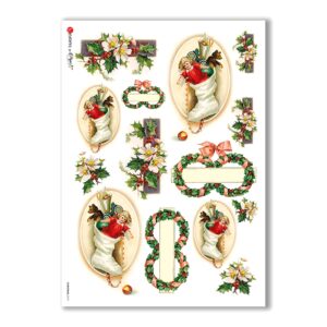 CHRISTMAS-0219. Papel de Arroz Navidad victoriano para decoupage.