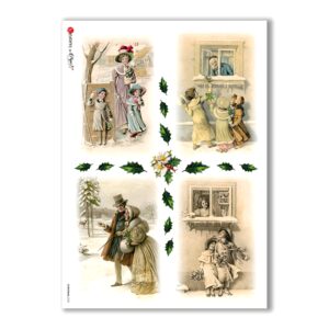 CHRISTMAS-0220. Papel de Arroz Navidad victoriano para decoupage.