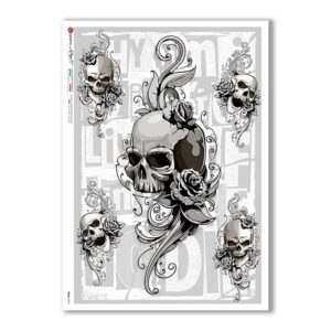 SKULL-0018. Papel de Arroz cráneos para decoupage.