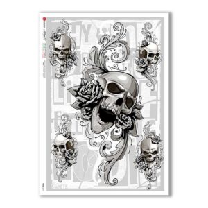 SKULL-0019. Papel de Arroz cráneos para decoupage.