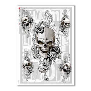 SKULL-0020. Papel de Arroz cráneos para decoupage.
