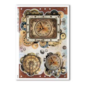 TIME-0026. Papel de Arroz relojes para decoupage.