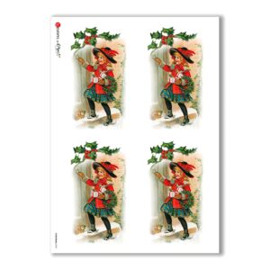 CHRISTMAS-0229. Papel de Arroz Navidad victoriano para decoupage.