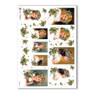 CHRISTMAS-0231. Papel de Arroz Navidad victoriano para decoupage.
