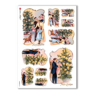 CHRISTMAS-0232. Papel de Arroz Navidad victoriano para decoupage.