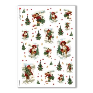 CHRISTMAS-0233. Papel de Arroz Navidad victoriano para decoupage.